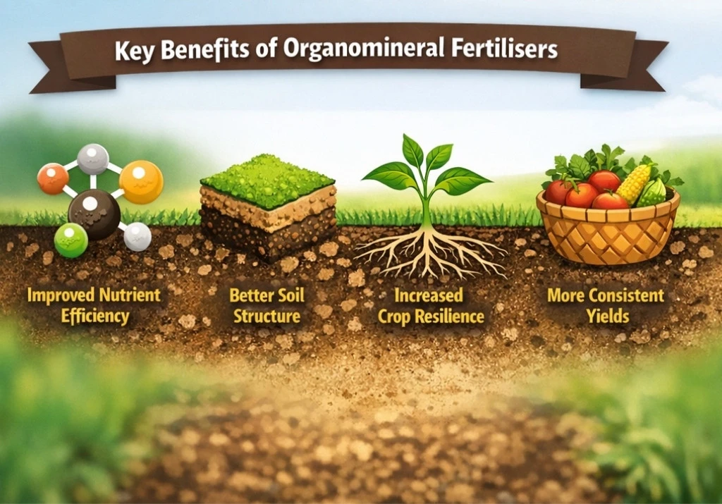 Organomineral fertiliser benefits nutrient efficiency soil health crop yield