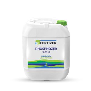 PHOSPHOZER 3-20-0 liquid fertilizer enhancing root development and energy production with nitrogen and phosphorus.