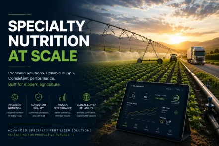 Modern specialty fertilizer solutions supporting precision agriculture, fertigation systems, scalable crop production, and reliable agricultural supply chains.