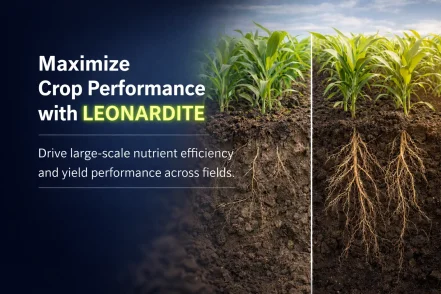 Leonardite fertilizer improving root development and soil structure with visible before and after comparison