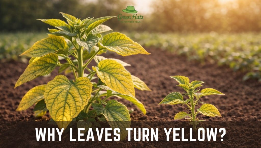 Micronutrient deficiency symptoms causing slow plant growth in leaves